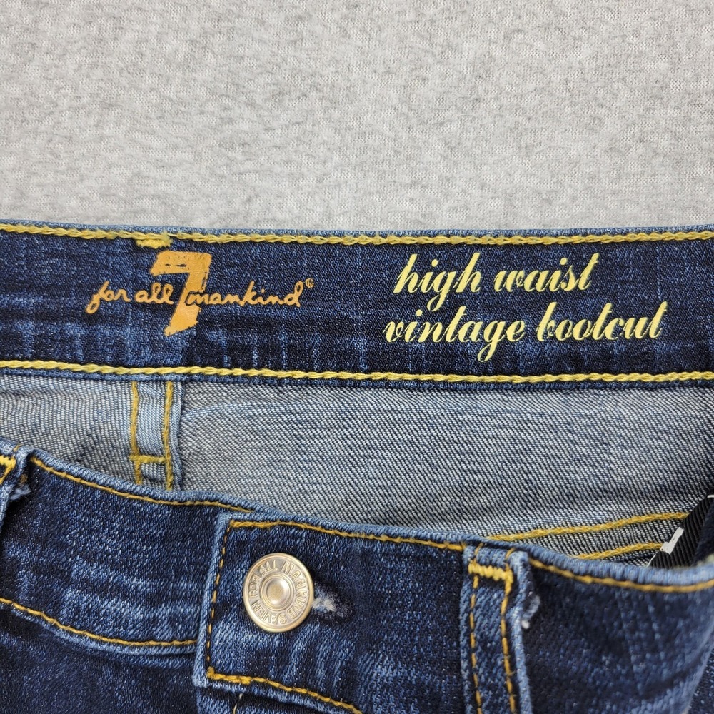 7 For All Mankind High Waist Bootcut Jeans Womens 31 Blue Stretch Denim - Picture 3 of 11